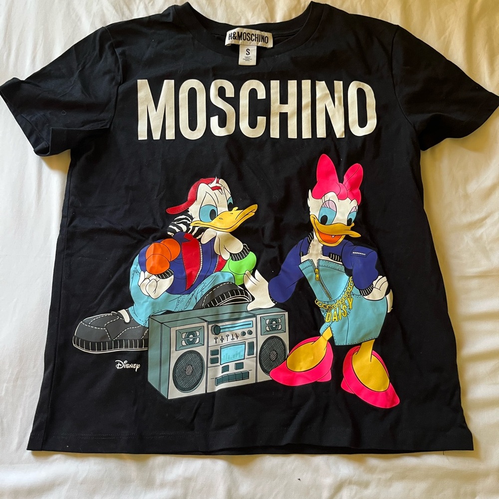 Moschino Black Tee with Cartoon Print